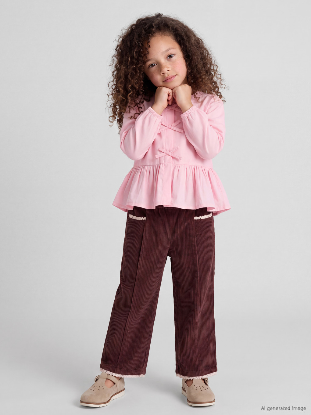  Wideleg Girls' Velvet Trousers