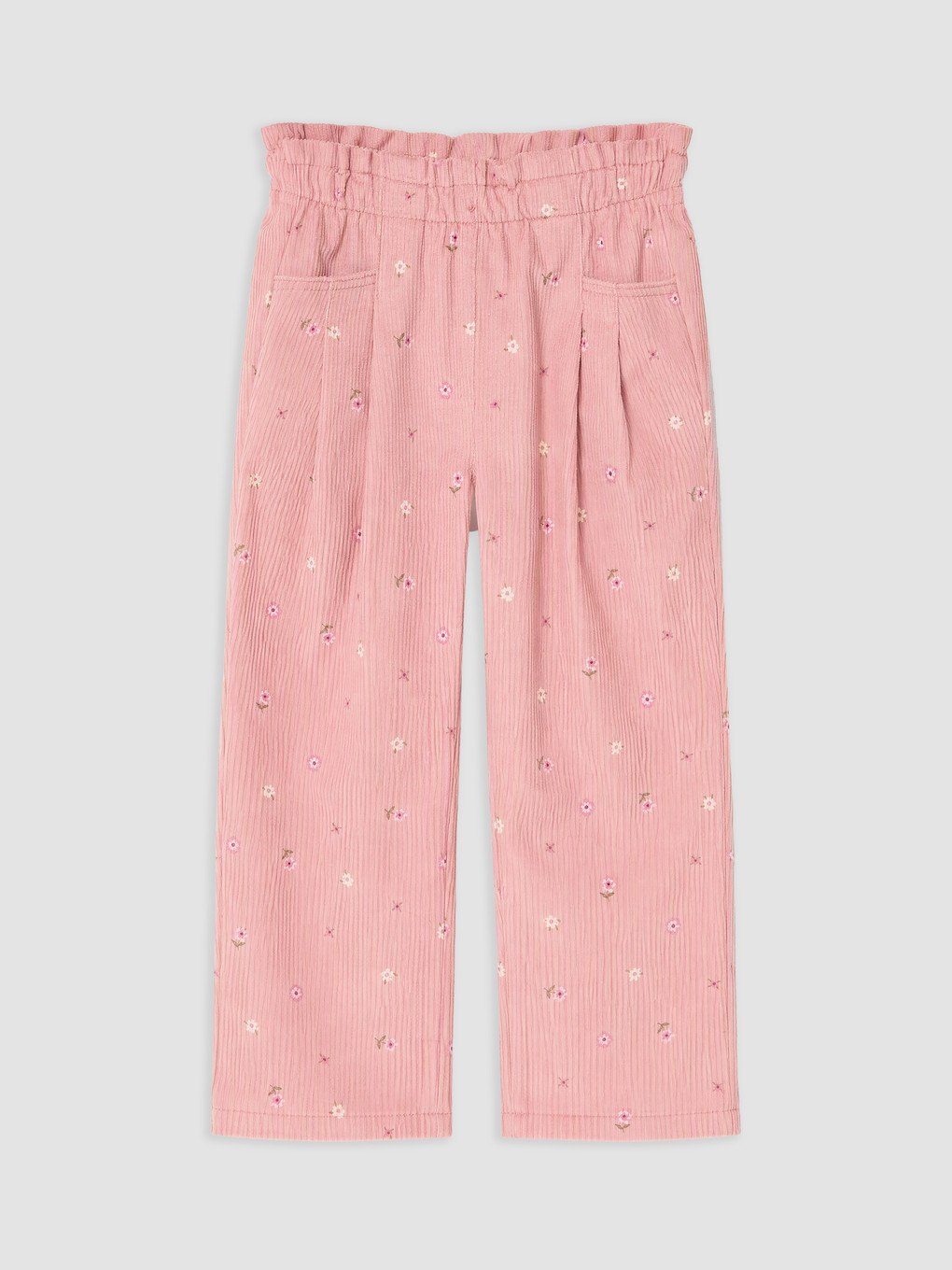 Pembe Regular Fit Çiçekli Kız Çocuk Pantolon