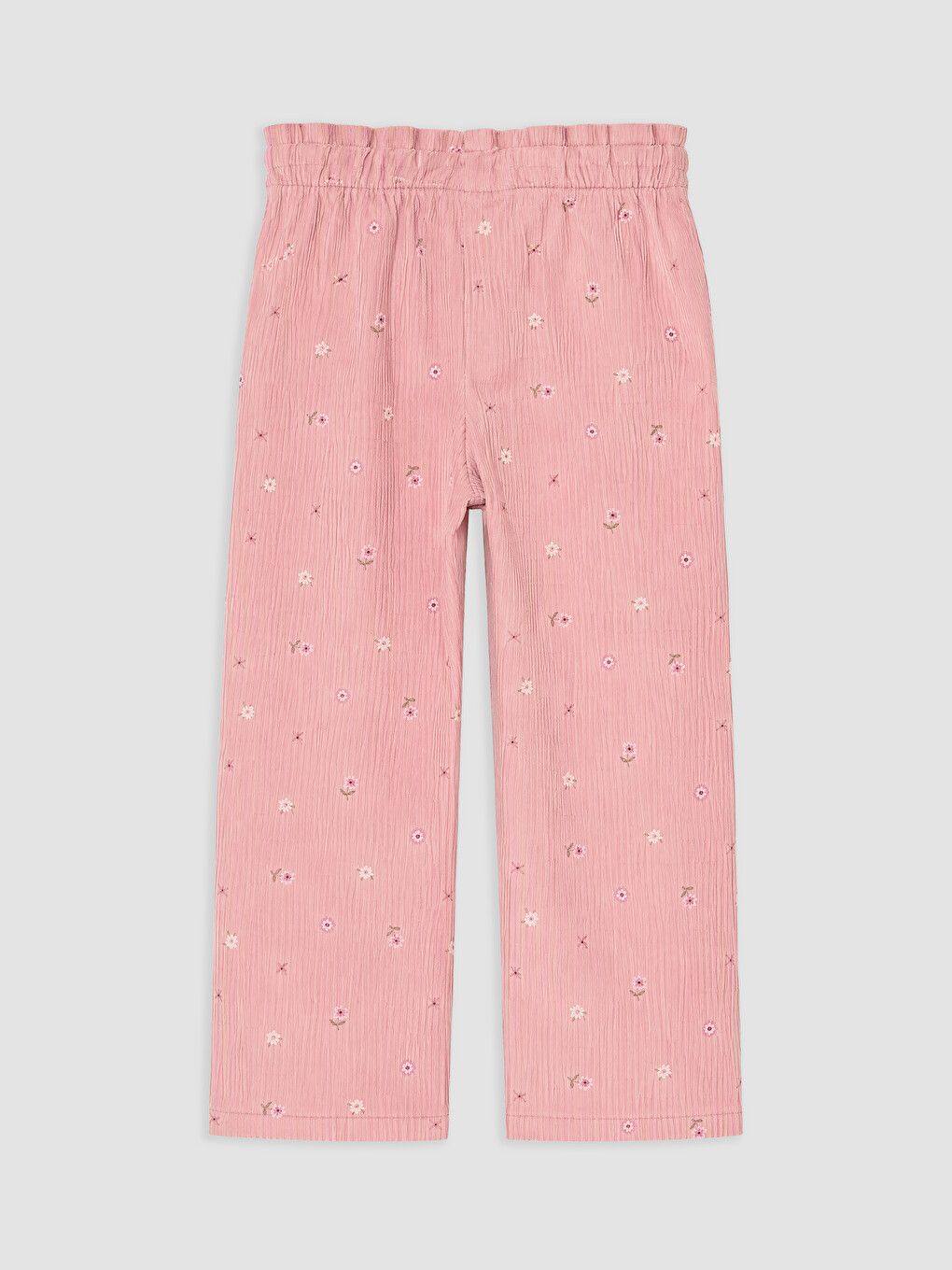 Pembe Regular Fit Çiçekli Kız Çocuk Pantolon-2