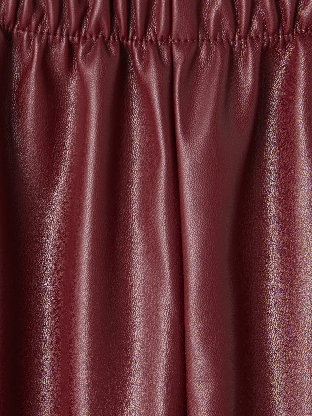 Bordo Regular Fit Kız Çocuk Deri Görünümlü Pantolon-1