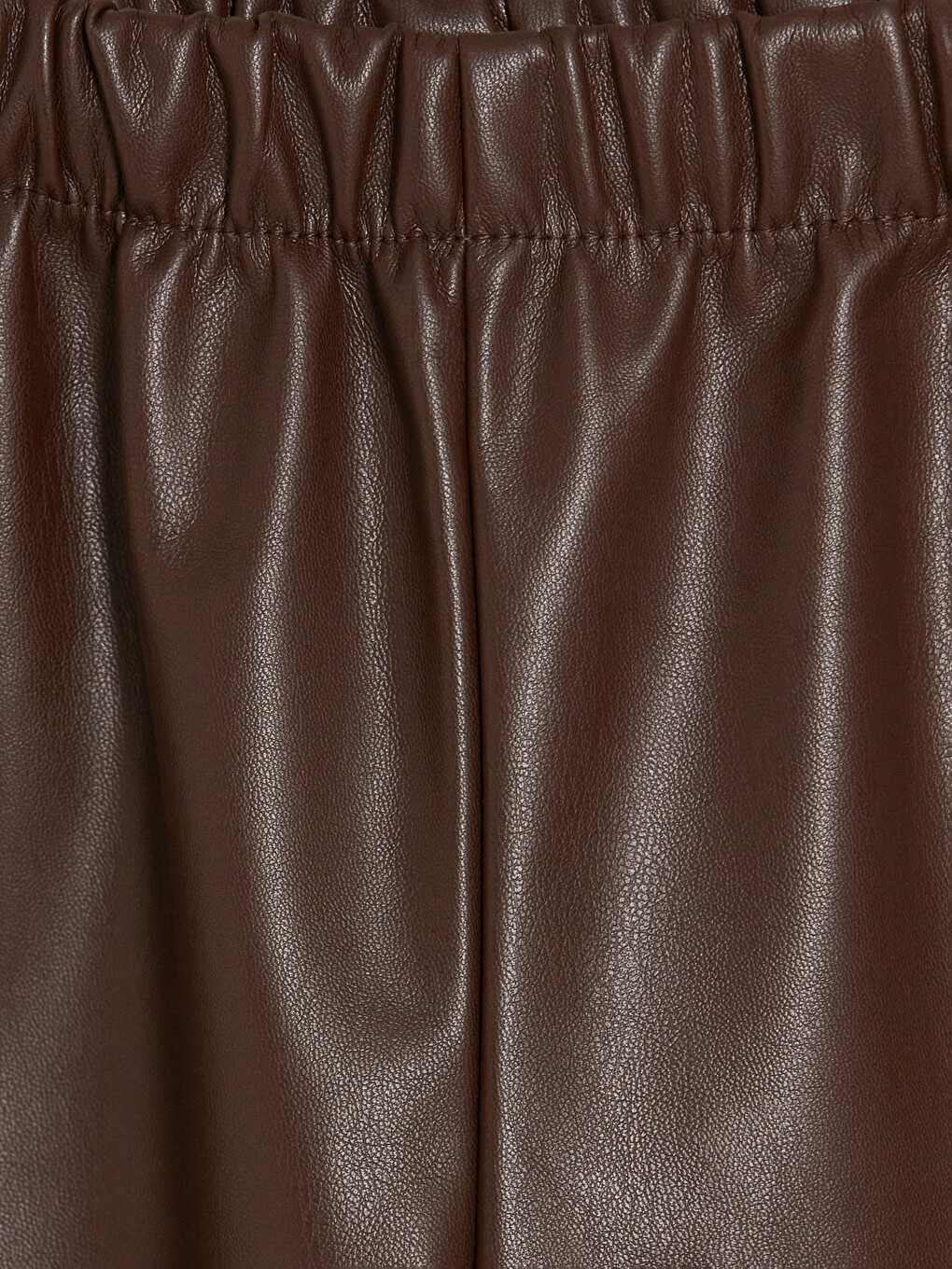 Kahverengi Regular Fit Kız Çocuk Deri Görünümlü Pantolon-2