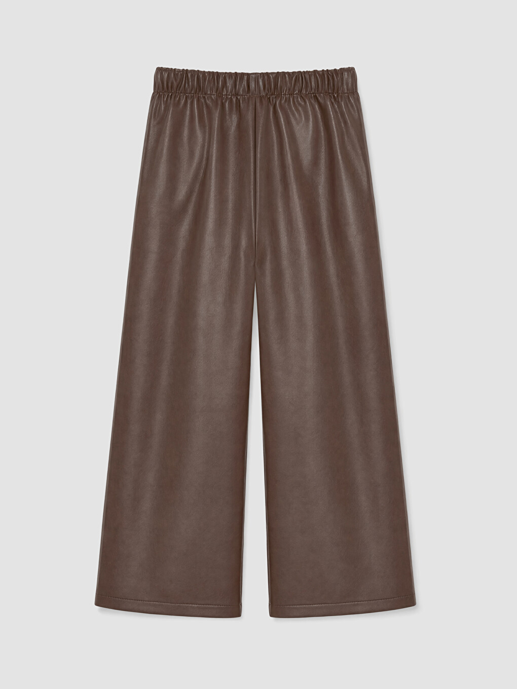 Kahverengi Regular Fit Kız Çocuk Deri Görünümlü Pantolon-3