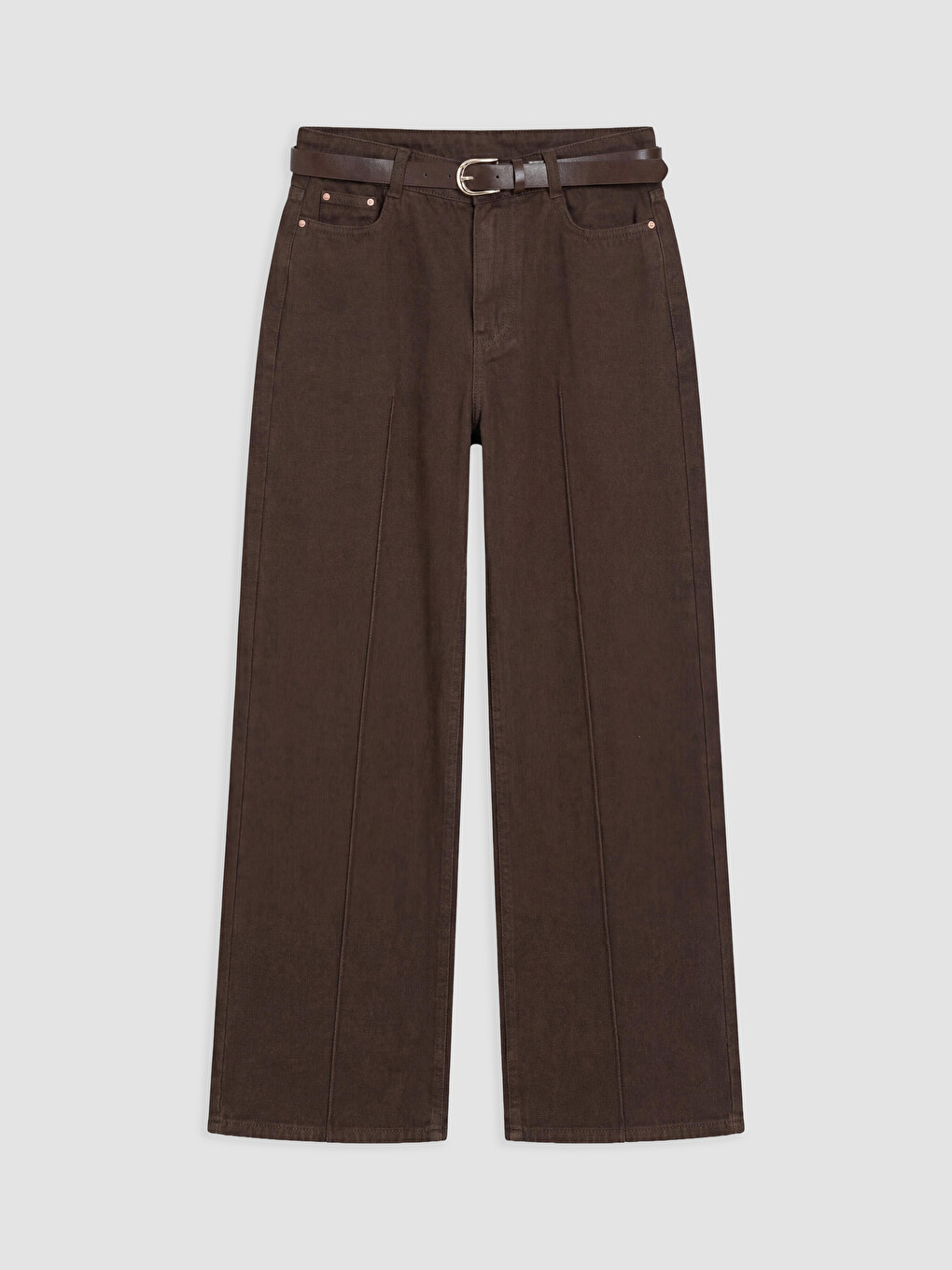 Waist Belted Wideleg Women's Jeans-4