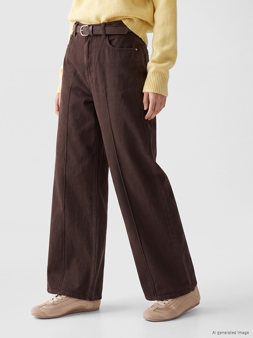 Waist Belted Wideleg Women's Jeans-1