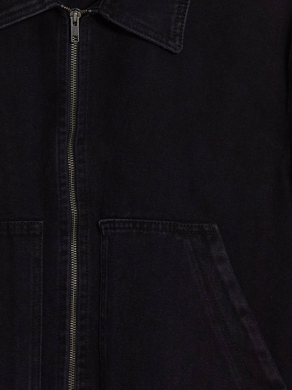 Siyah Loose Fit Erkek Jean Ceket-5