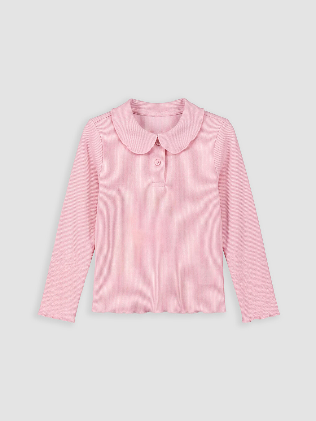 Pembe Bebe Yaka Fitilli Kız Çocuk Tişört