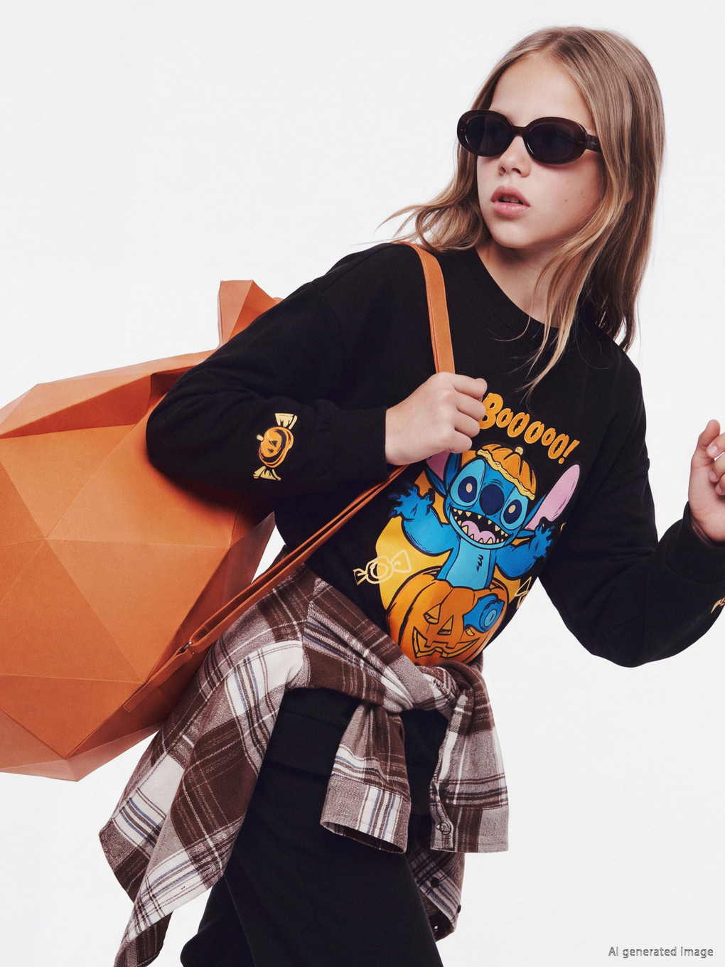 Stitch Printed Girls' Sweatshirt-1