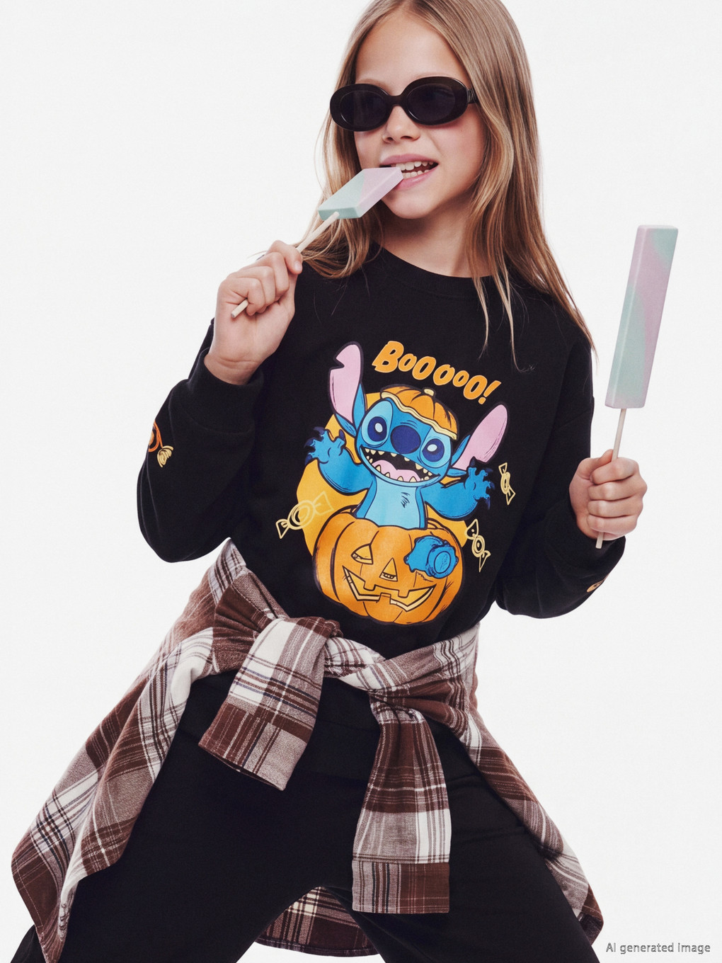 Stitch Printed Girls' Sweatshirt