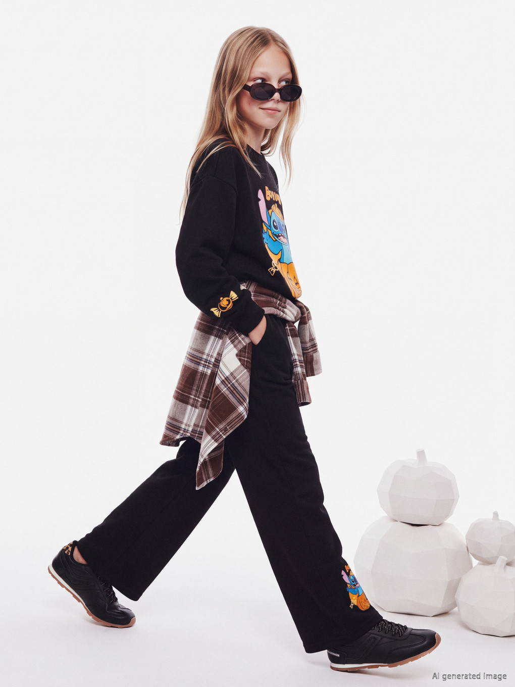 Stitch Printed Girls' Sweatshirt-2