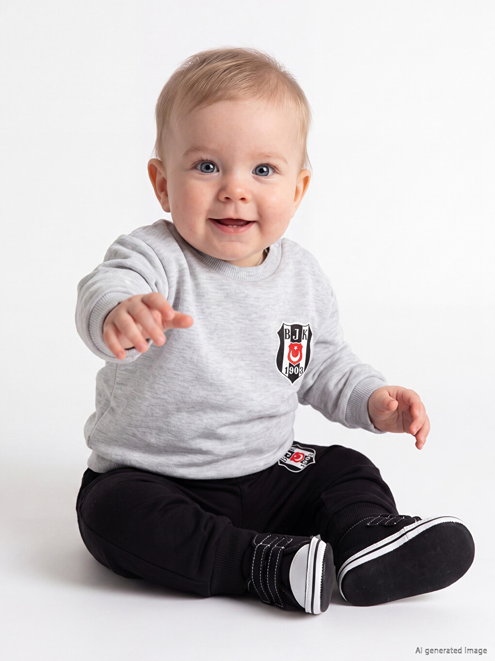 Beyaz Beşiktaş Lisanslı Erkek Bebek Eşofman Takımı