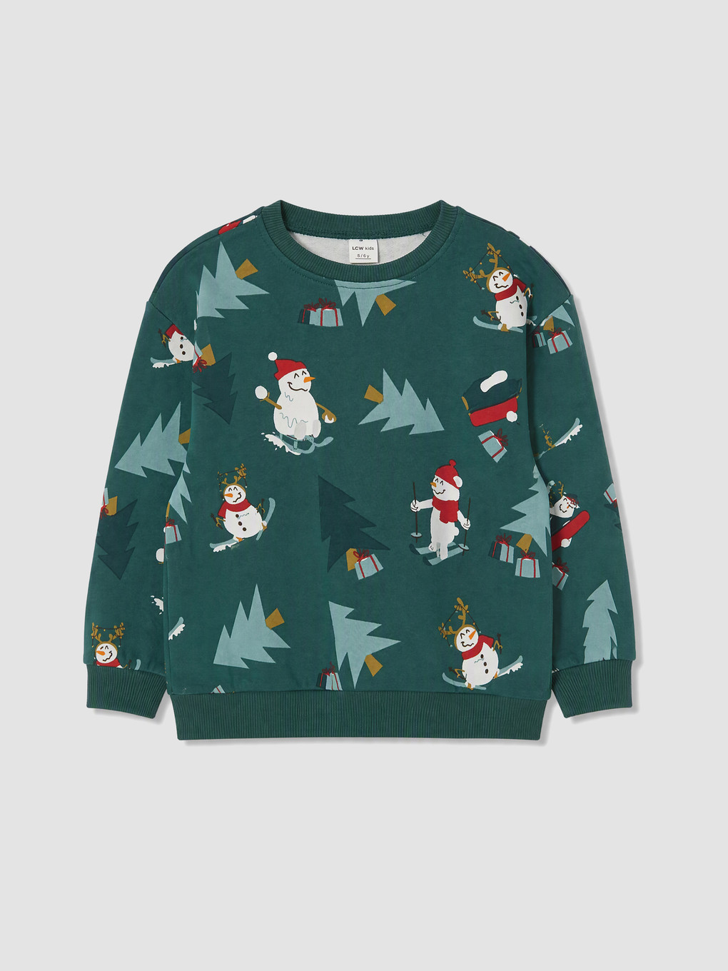 Yeşil Baskılı Erkek Çocuk Kalın Sweatshirt