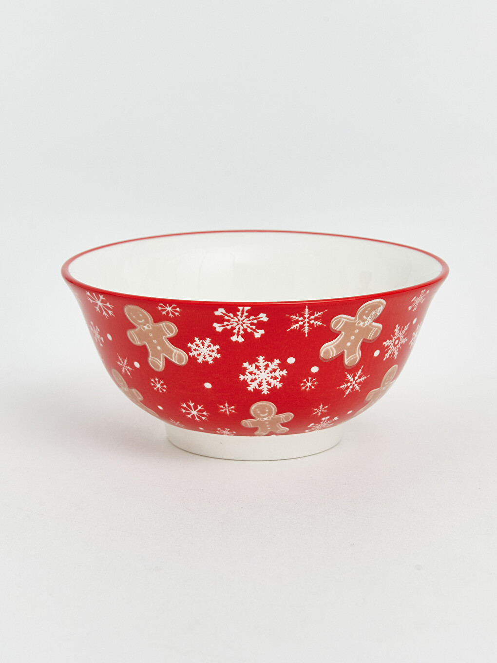 Gingerbread Man And Snowflake Printed Ceramic Bowl-1