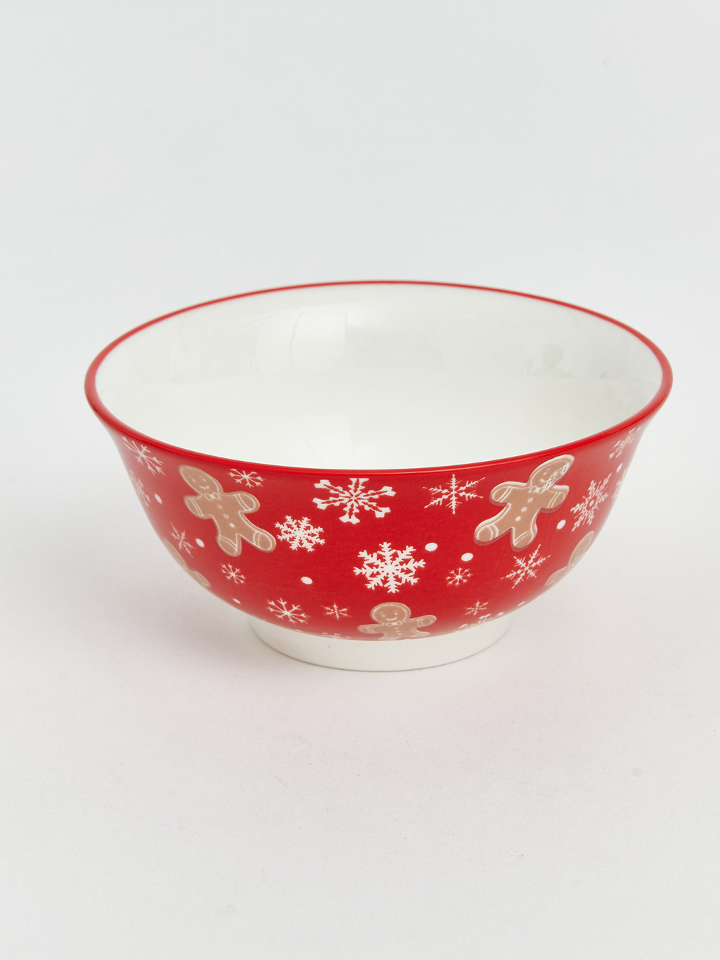 Gingerbread Man And Snowflake Printed Ceramic Bowl-2
