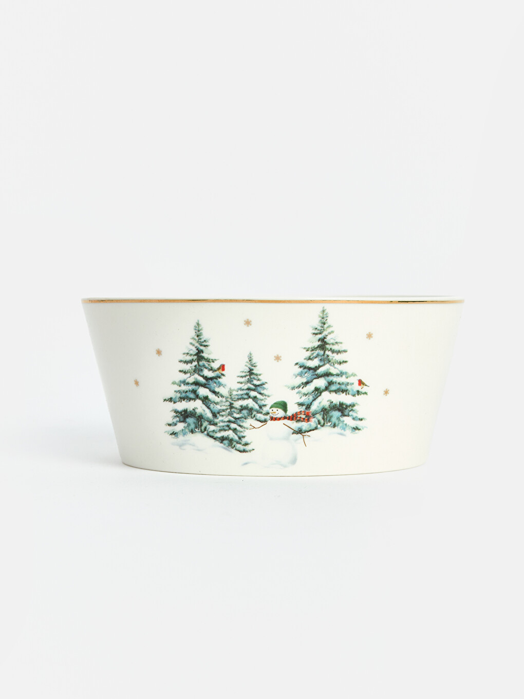 Winter Themed Snowman And Tree Printed Bowl-1