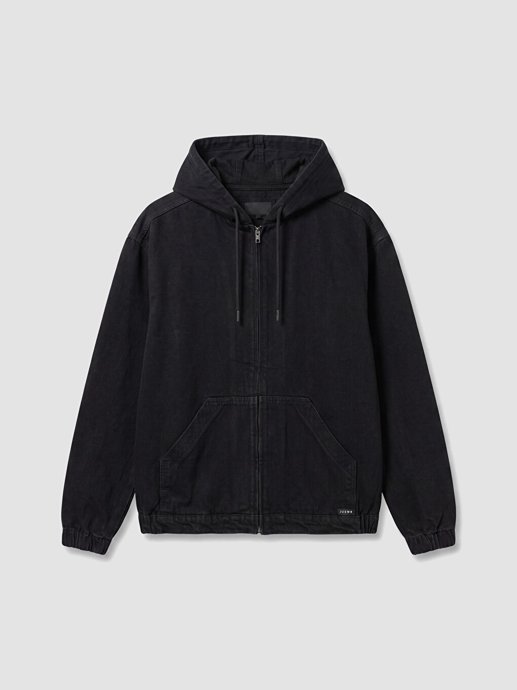 Siyah Loose Fit Kapüşonlu Erkek Jean Ceket-3
