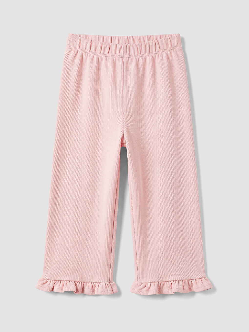 Pembe Beli Lastikli Fırfırlı Kız Çocuk Pantolon