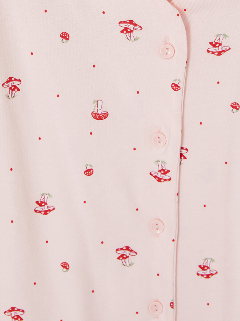 Pembe V Yaka Desenli Kadın Pijama Takım-2