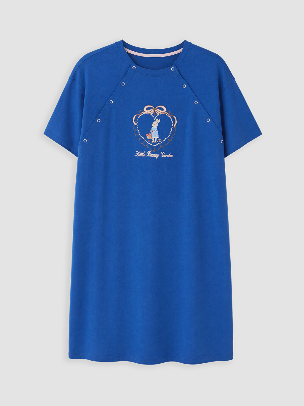 Crew Neck Embroidered Maternity Nightdress-3