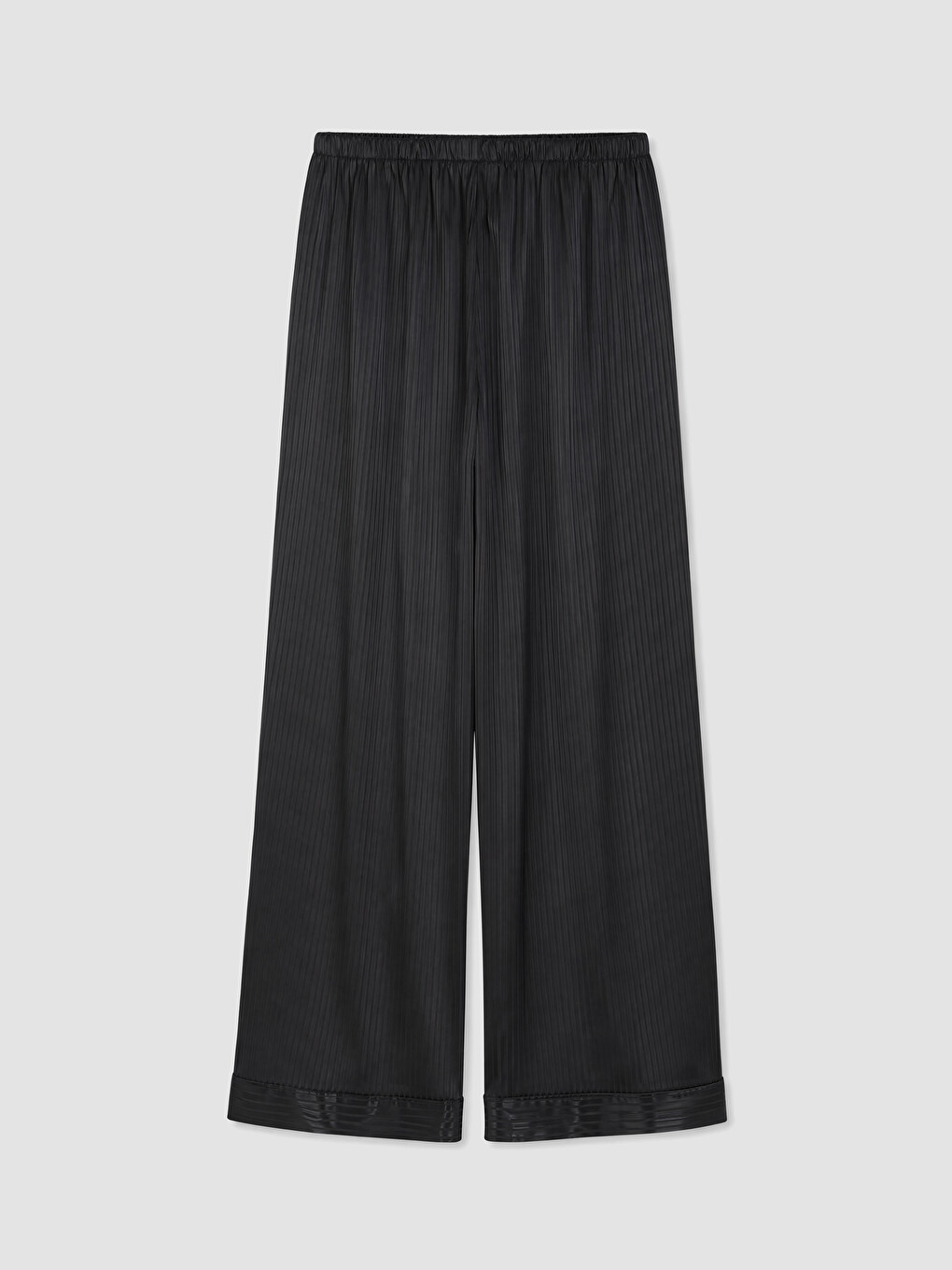 Siyah Çizgili Kadın Saten Pijama Takım-9