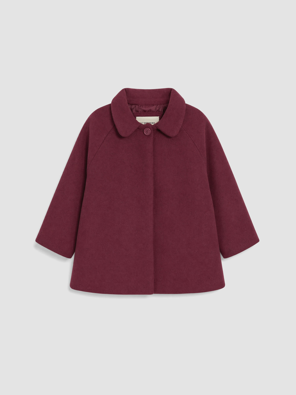 Bordo Bebe Yaka Kız Çocuk Kaşe Kaban