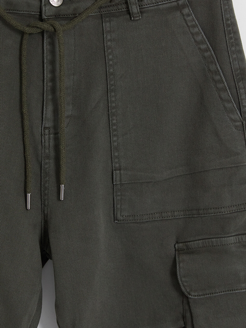 Haki Loose Fit Erkek Kargo Pantolon-1