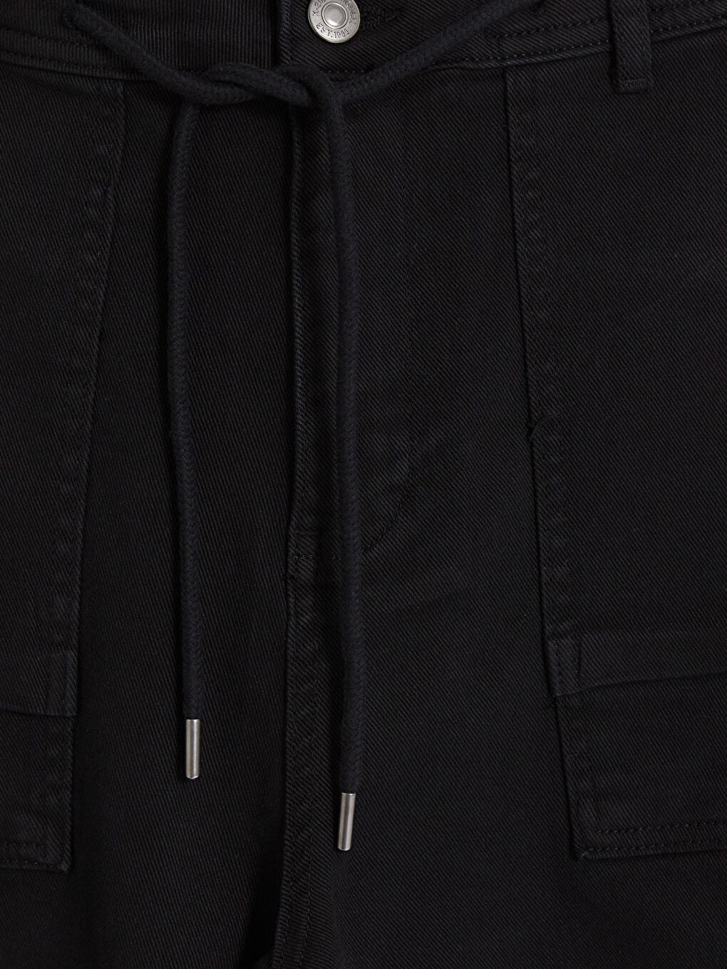 Siyah Loose Fit Erkek Kargo Pantolon-1