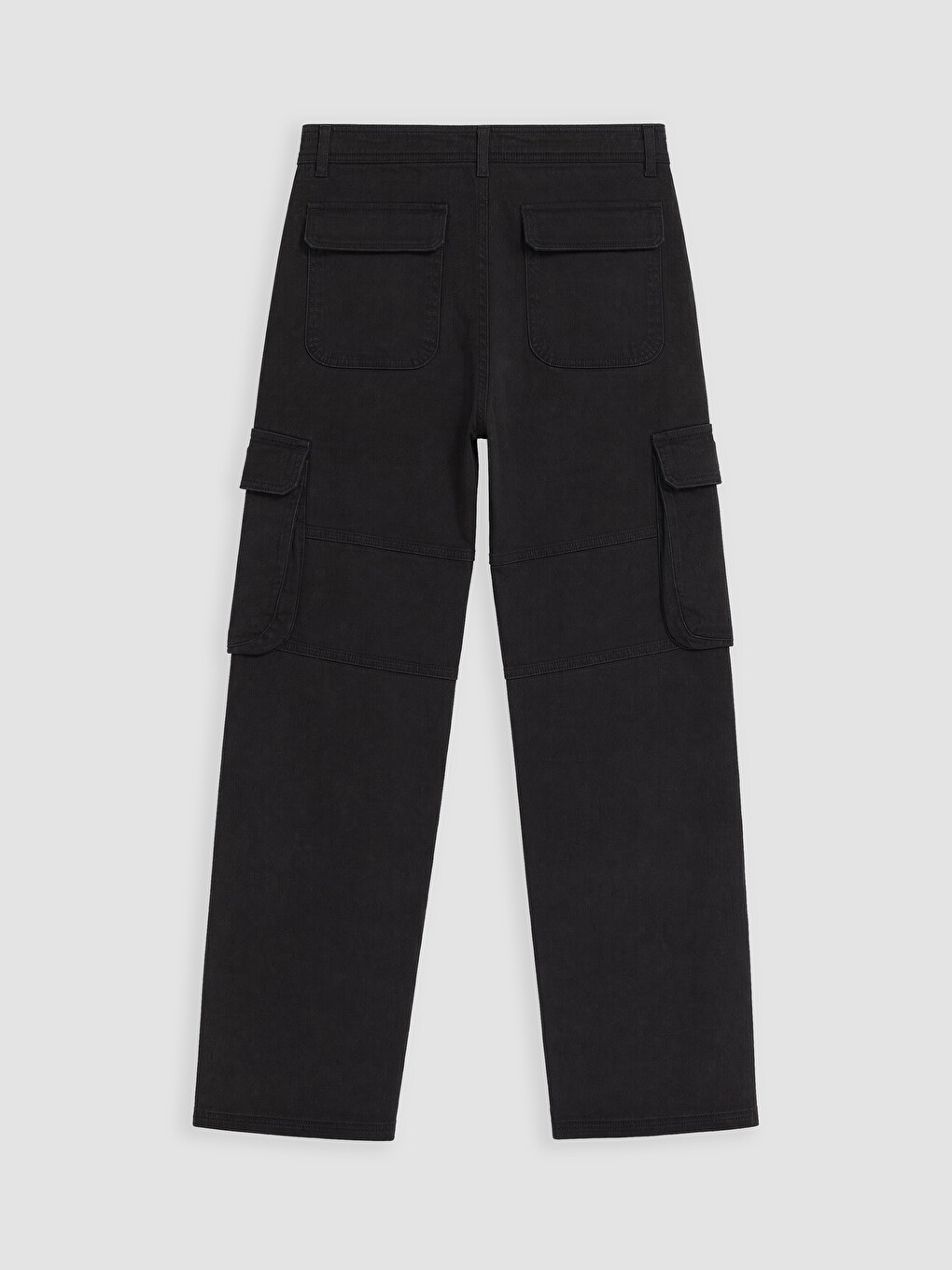 Siyah Loose Fit Erkek Kargo Pantolon-2