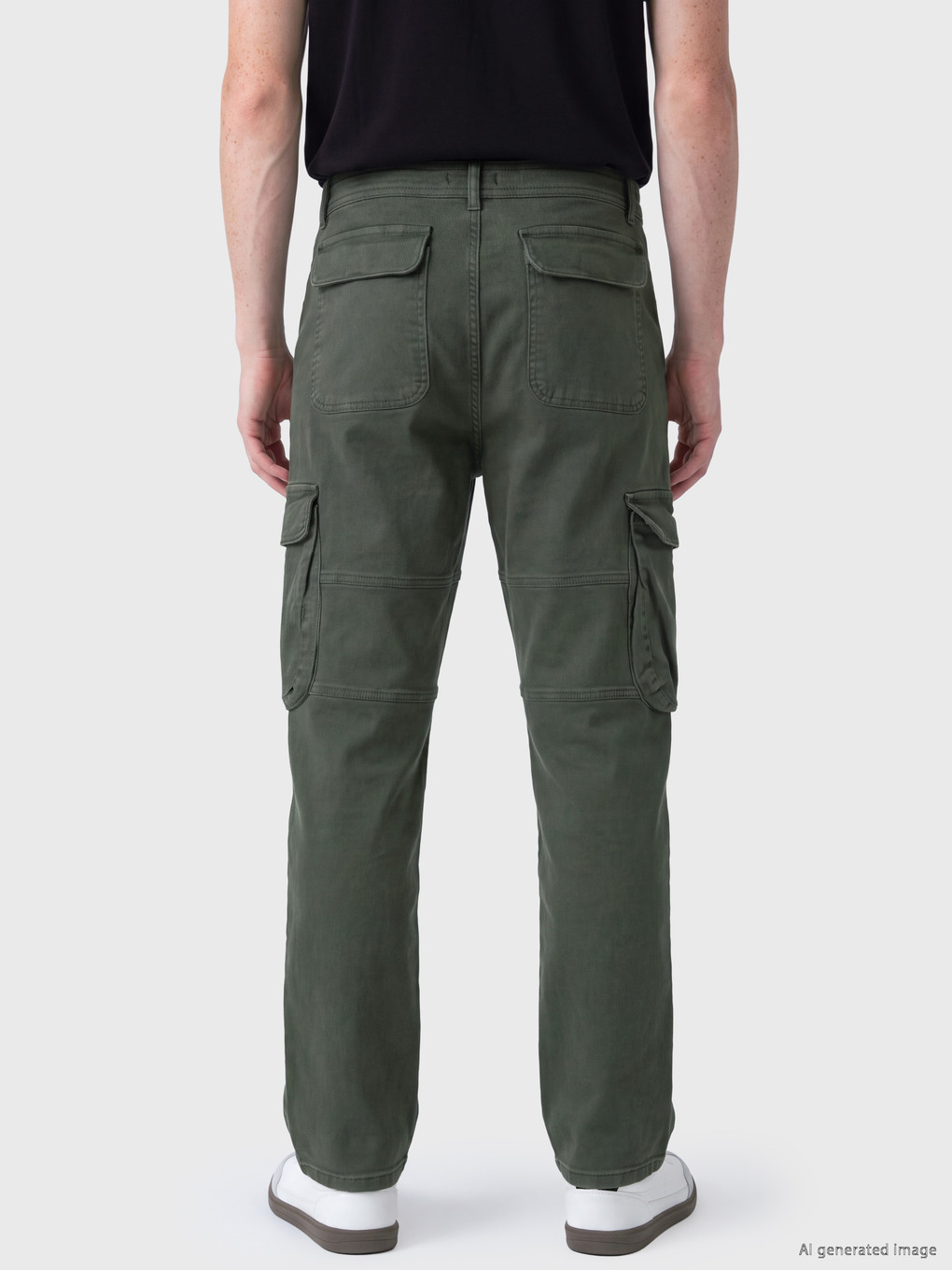 Haki Loose Fit Erkek Kargo Pantolon-3