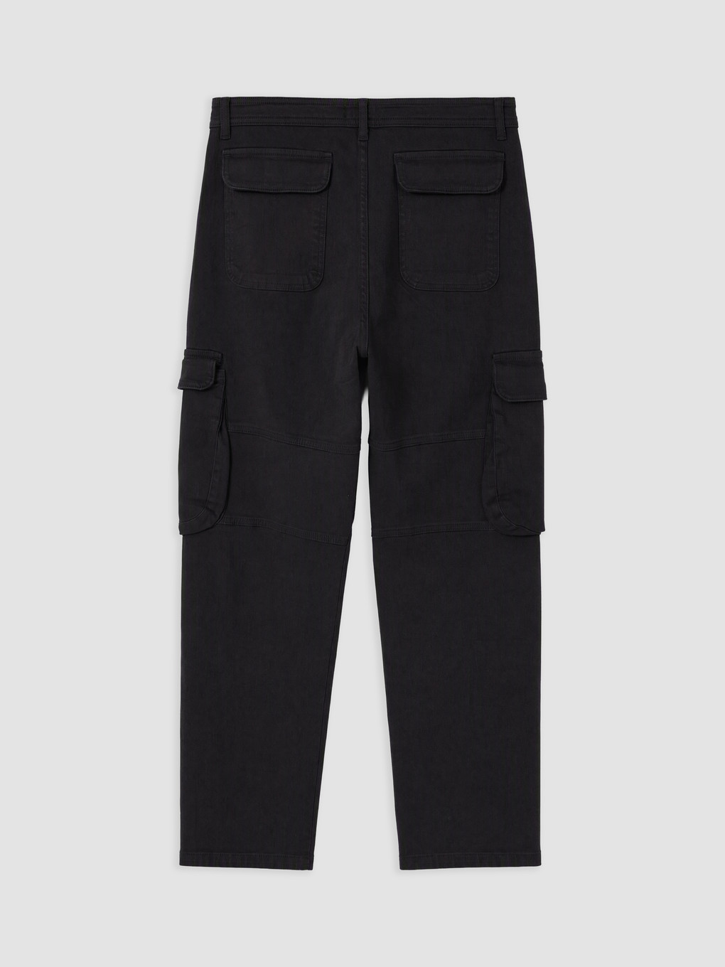 Siyah Loose Fit Erkek Kargo Pantolon-5