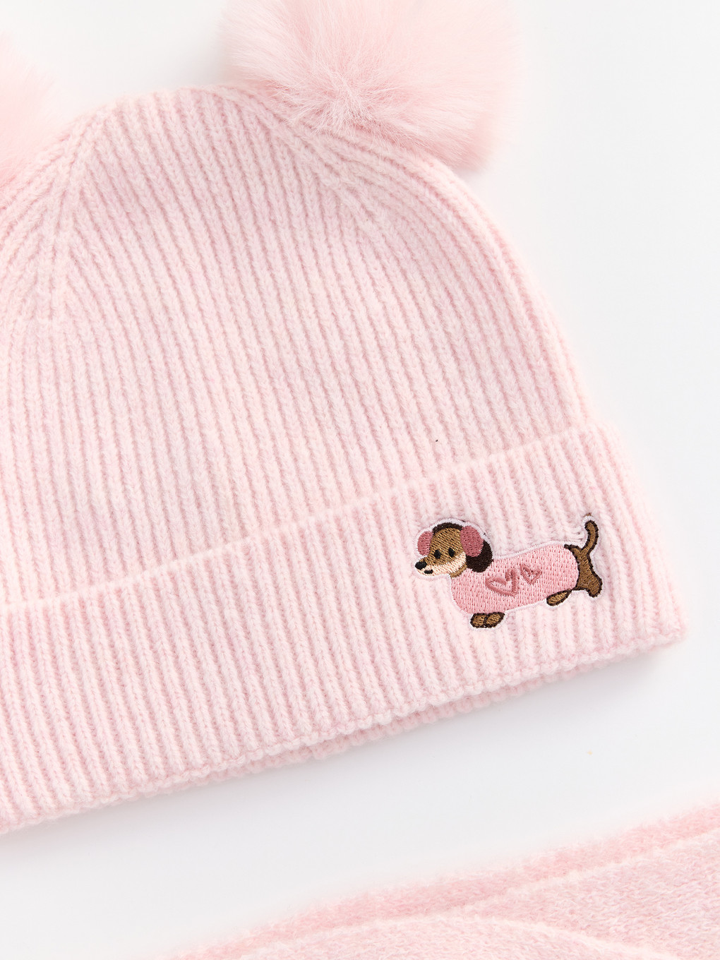 Pembe Kız Çocuk Atkı Bere Takım-1