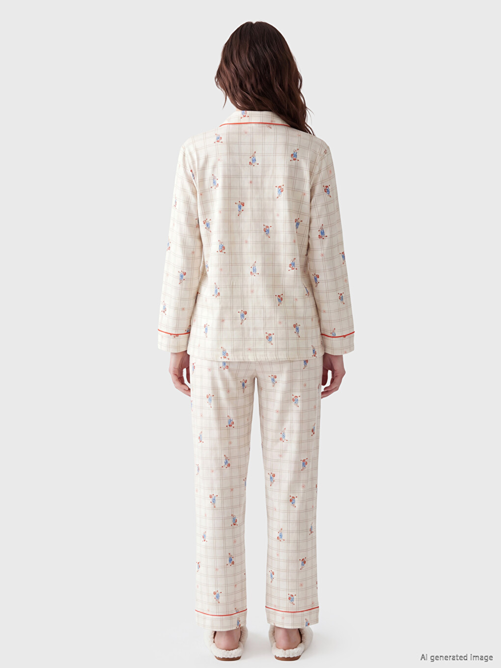 Ekru Gömlek Yaka Hamile Pijama Takım-3