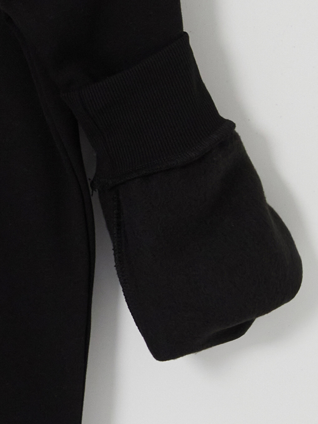 Siyah Bisiklet Yaka Baskılı Erkek Kalın Sweatshirt-3