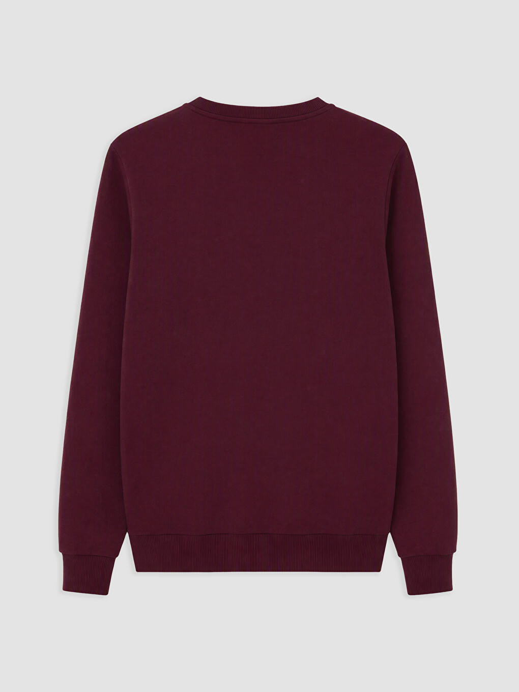 Bordo Bisiklet Yaka Baskılı Erkek Kalın Sweatshirt-1