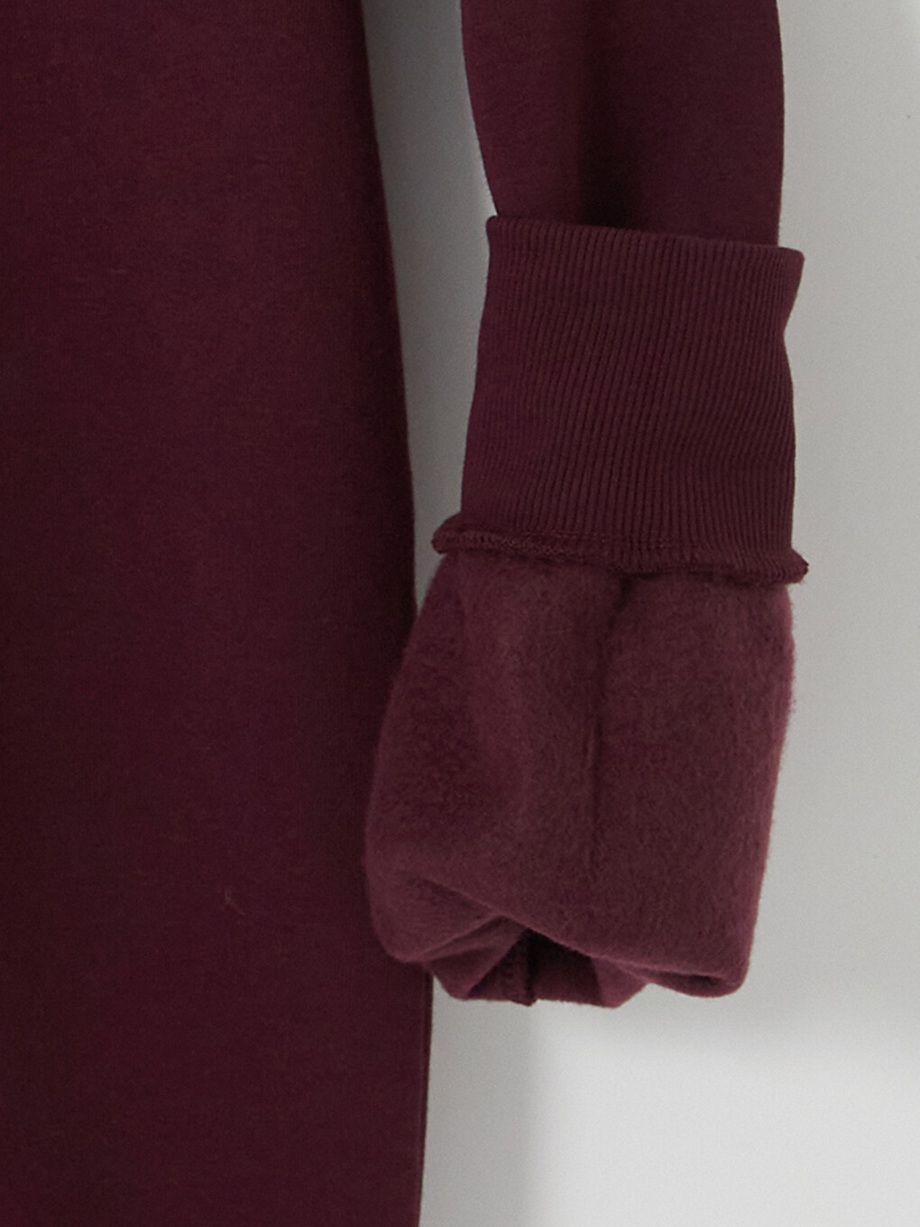 Bordo Bisiklet Yaka Baskılı Erkek Kalın Sweatshirt-3