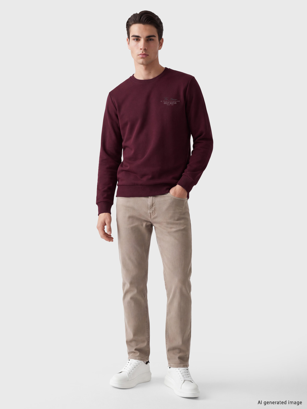 Crew Neck Printed Men's Thick Sweatshirt-1