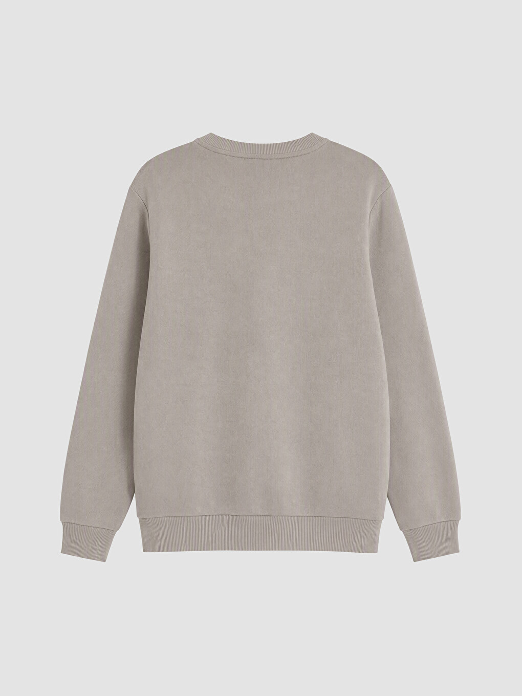 Bej Bisiklet Yaka Baskılı Kalın Erkek Sweatshirt-5