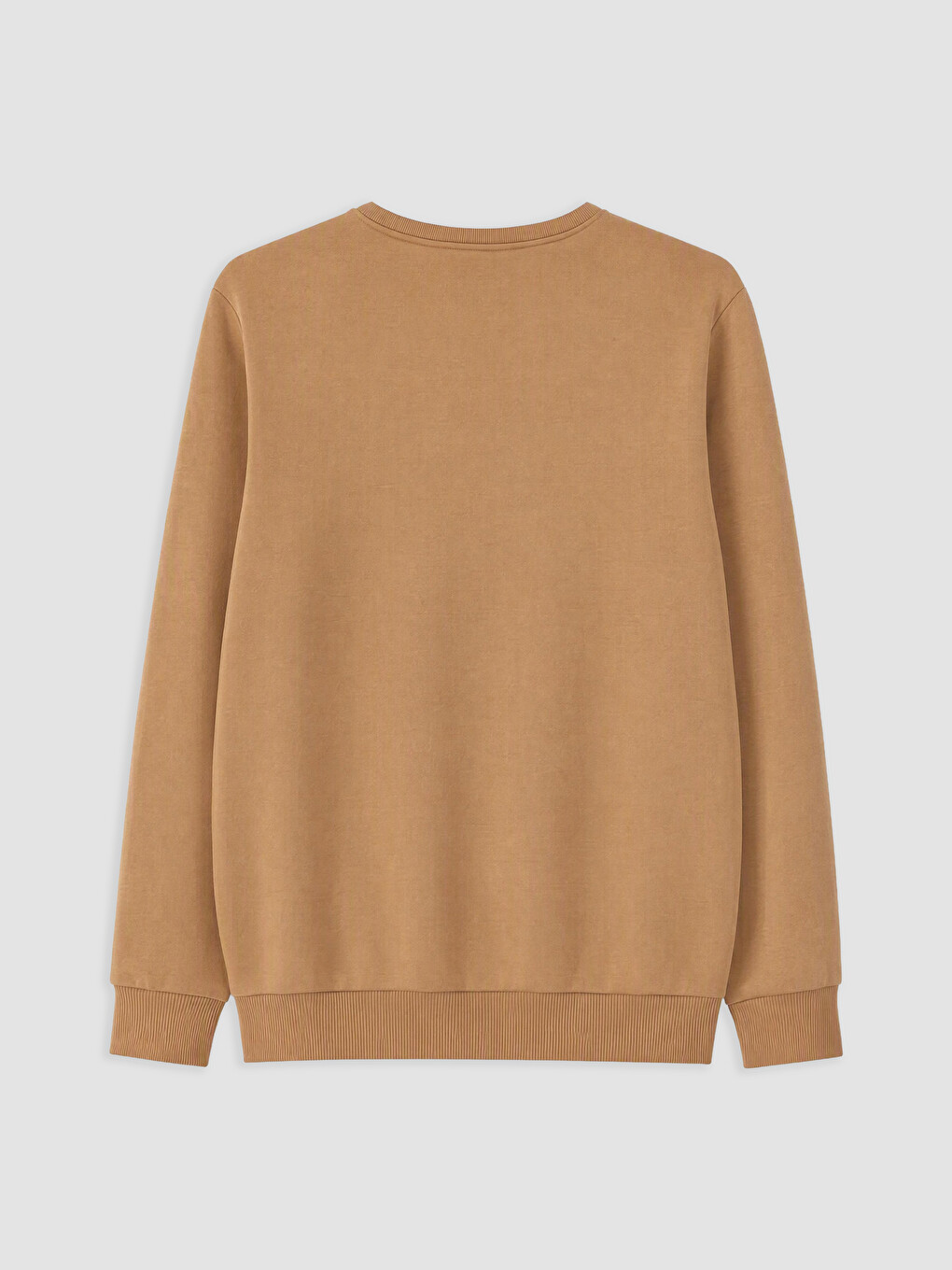 Kahverengi Bisiklet Yaka Baskılı Erkek Kalın Sweatshirt-1