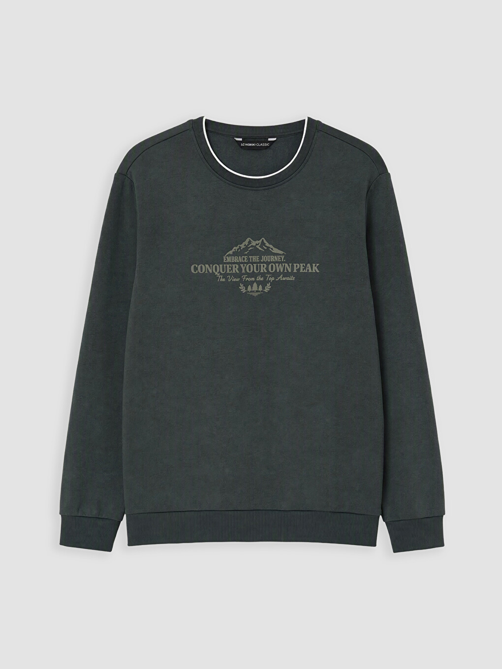 Crew Neck Printed Men's Thick Sweatshirt-4