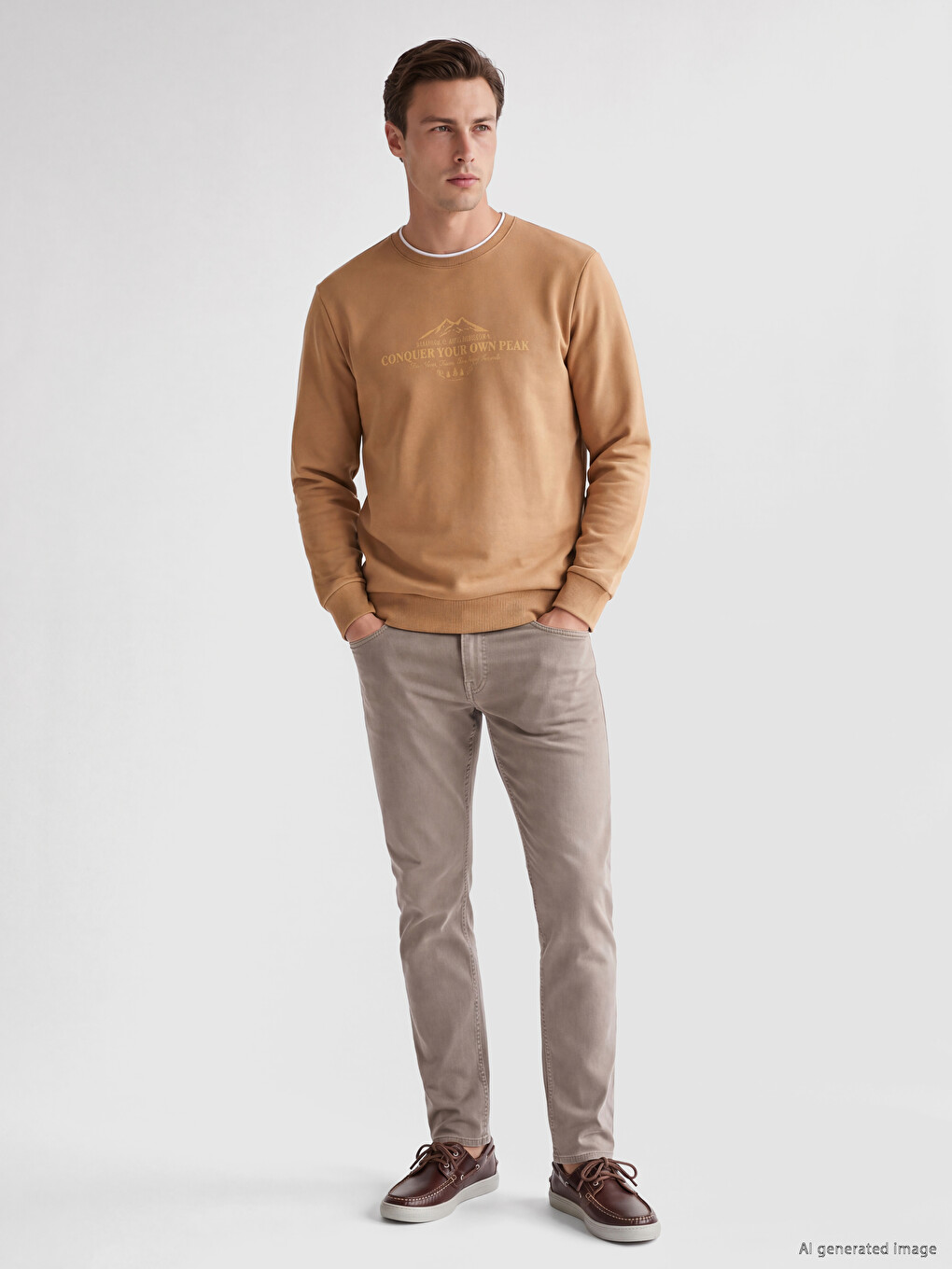 Crew Neck Printed Men's Thick Sweatshirt-1