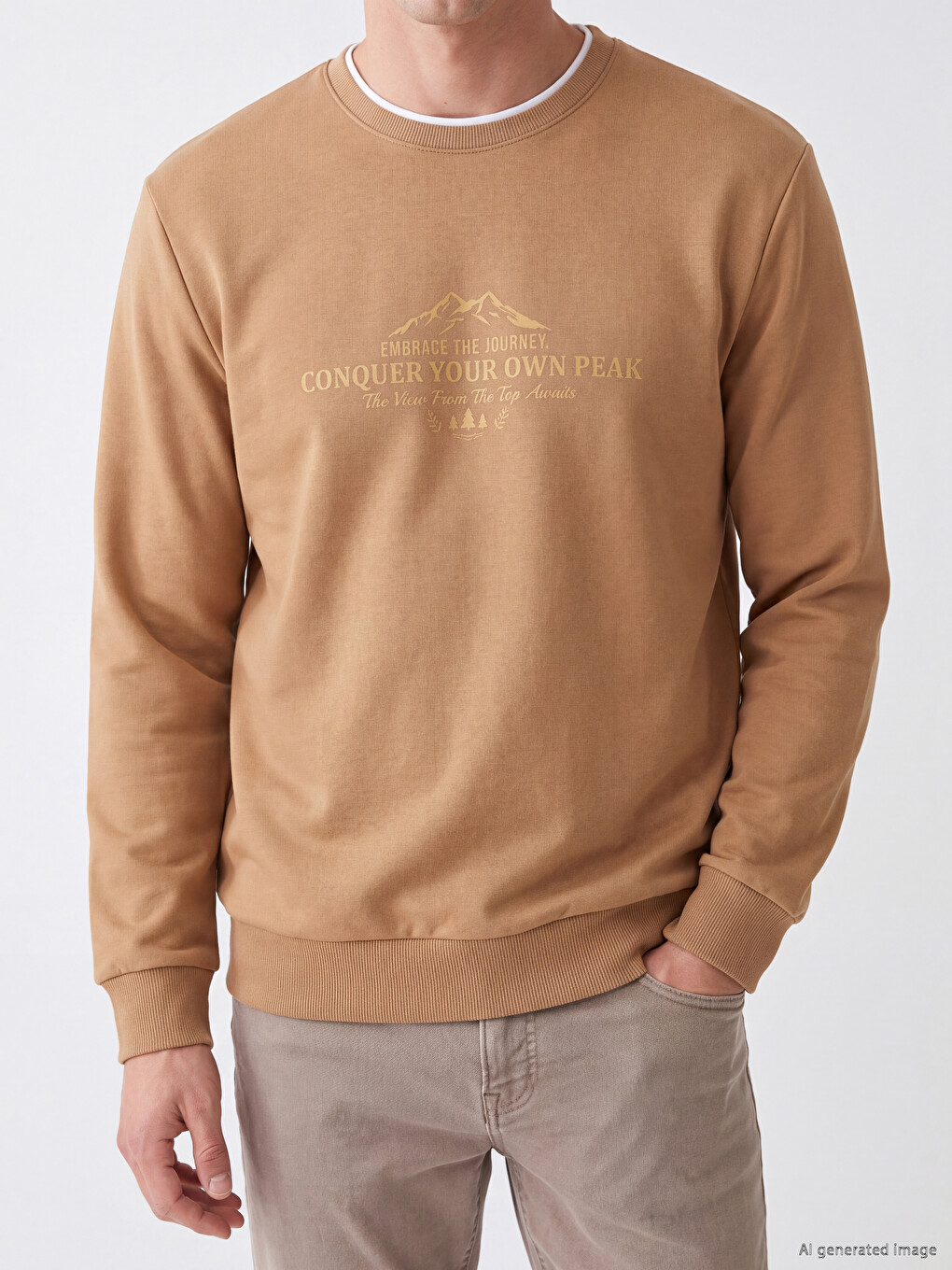 Crew Neck Printed Men's Thick Sweatshirt-2