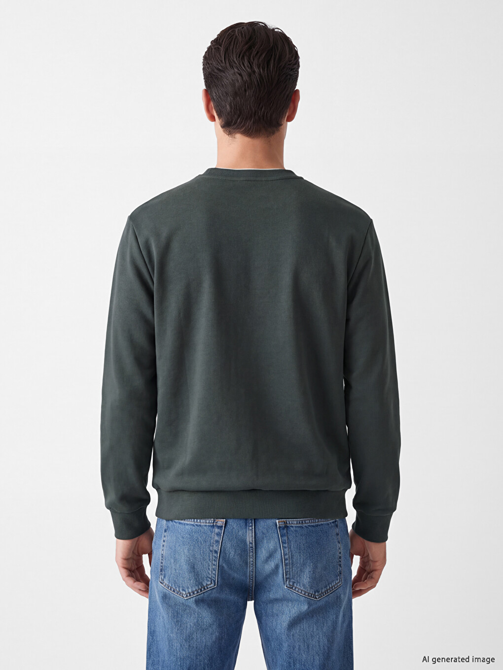 Crew Neck Printed Men's Thick Sweatshirt-3