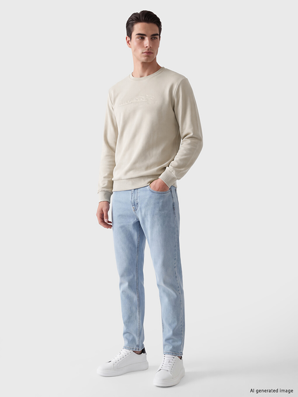 Man Beige Sweatshirt-1