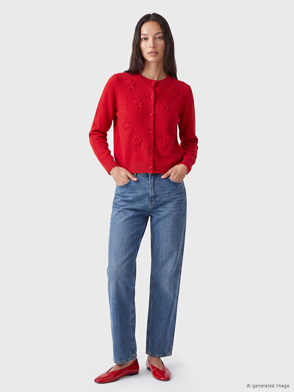 Floral Wool Blended Women's Knitwear Cardigan-1