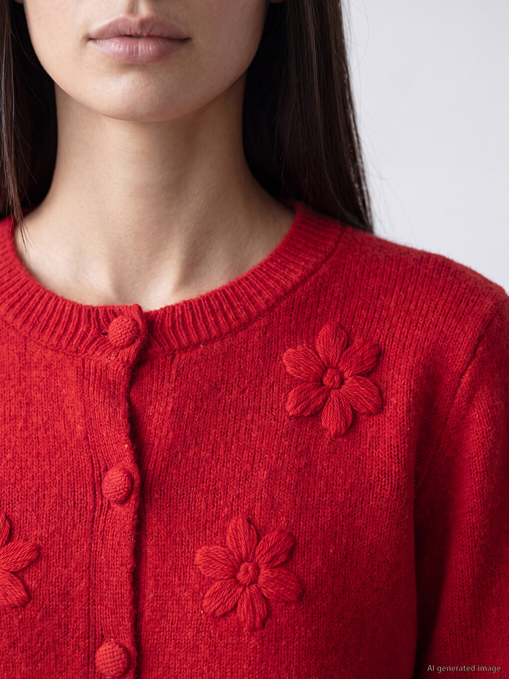Floral Wool Blended Women's Knitwear Cardigan-2
