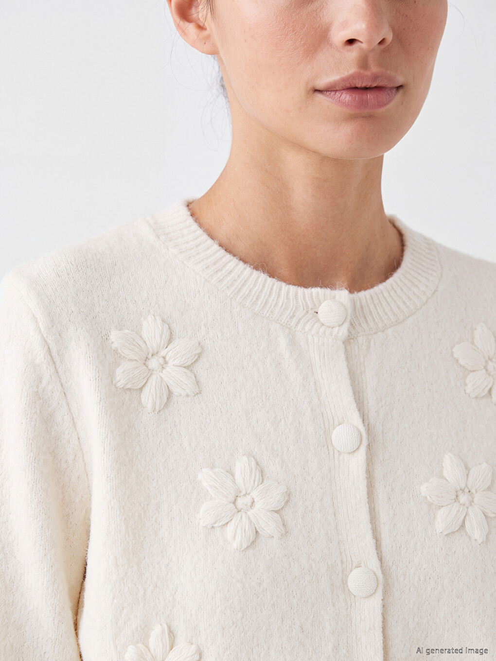 Floral Wool Blended Women's Knitwear Cardigan-2