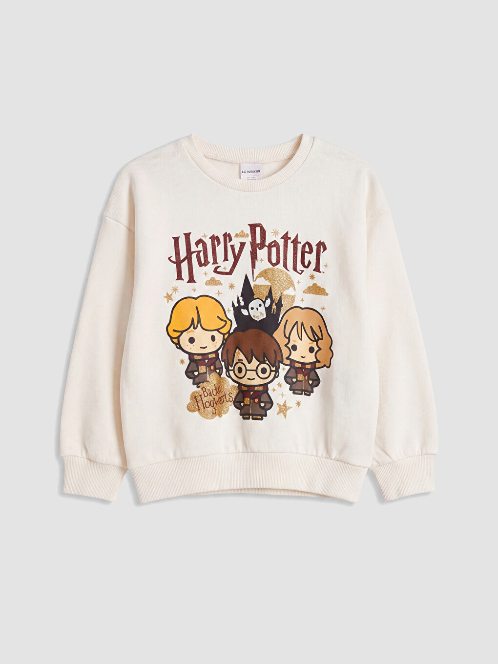Ekru Harry Potter Baskılı Kız Çocuk Sweatshirt