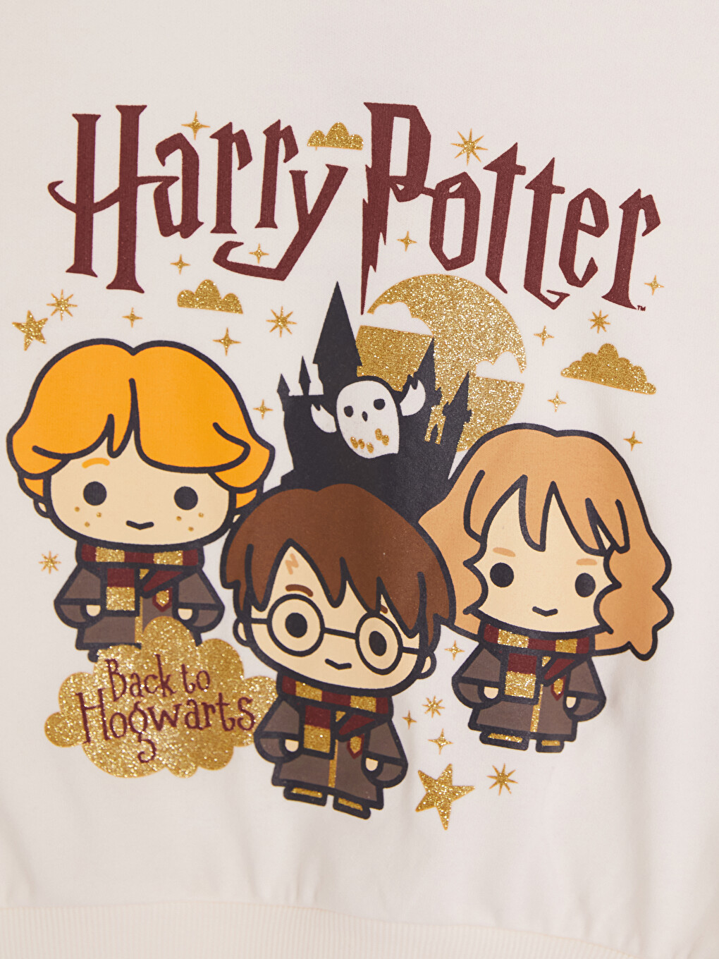 Ekru Harry Potter Baskılı Kız Çocuk Sweatshirt-1