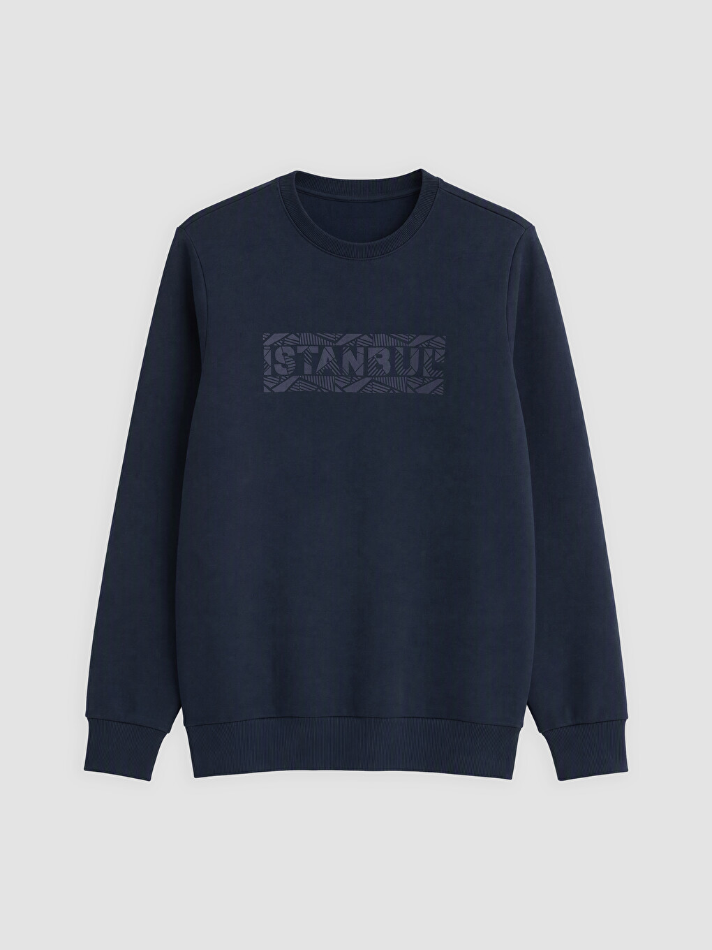 Crew Neck Printed Men's Thick Sweatshirt