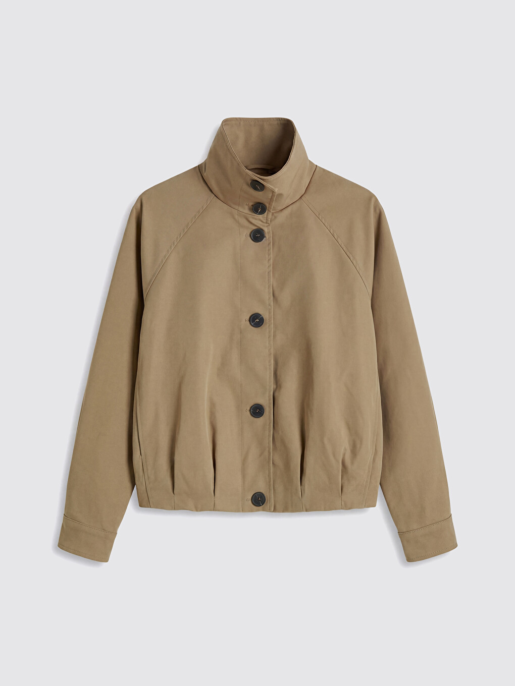 Manteau En Gabardine À Col Montant Pour Femme-4