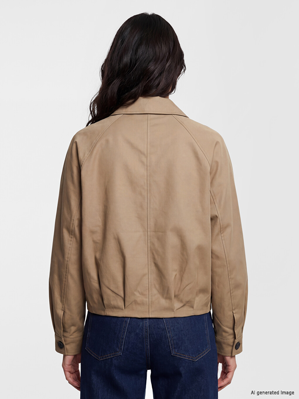 Manteau En Gabardine À Col Montant Pour Femme-3